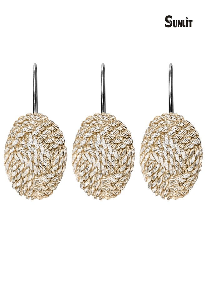 Sunlit Boho Knots Shower Curtain Hooks, Home Decorative Shower Curtain Rings for Bathroom, Seaside Nautical Shower Curtain Hangers Bathroom Accessories, Set of 12 - Image 3