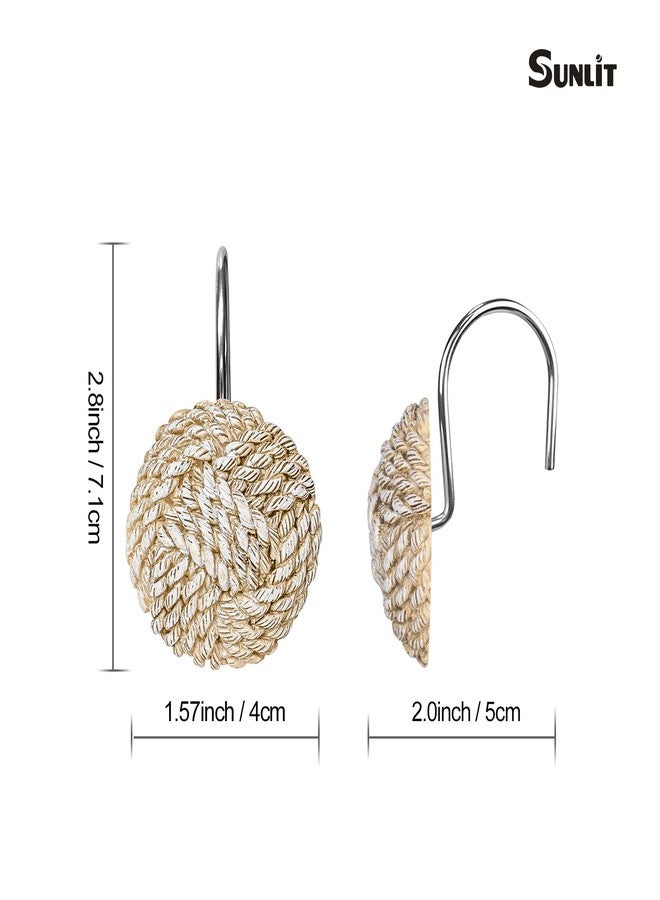 Sunlit Boho Knots Shower Curtain Hooks, Home Decorative Shower Curtain Rings for Bathroom, Seaside Nautical Shower Curtain Hangers Bathroom Accessories, Set of 12 - Image 4
