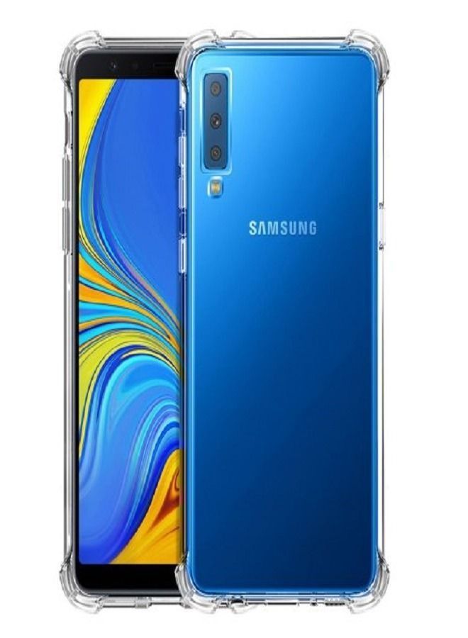 جراب Galaxy A7 / A750 (2018) رفيع ومضاد للخدش ومرن شفاف ومرن من السيليكون المصنوع من أربع زوايا وممتص للصدمات متوافق مع Samsung Galaxy A7 / 2018 - Image 1