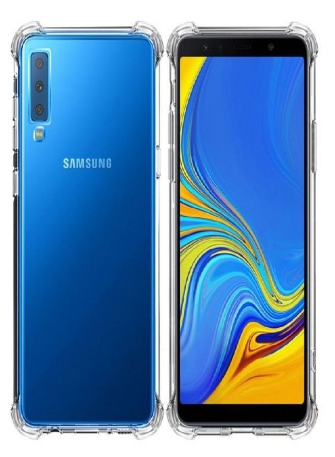 جراب Galaxy A7 / A750 (2018) رفيع ومضاد للخدش ومرن شفاف ومرن من السيليكون المصنوع من أربع زوايا وممتص للصدمات متوافق مع Samsung Galaxy A7 / 2018 - Image 2