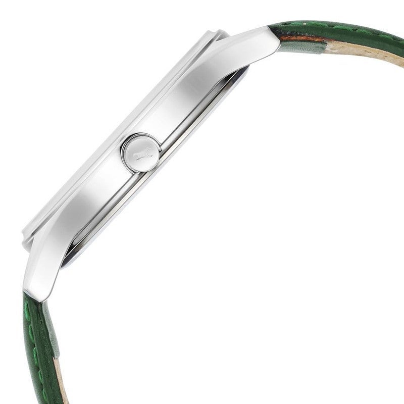 Fastrack Stunners Men's Quartz Analog | Sculpted Matte Green Dial with Green Leather Strap | Polished Silver Case & Minimalist Design - NR3290SL02 - Image 2