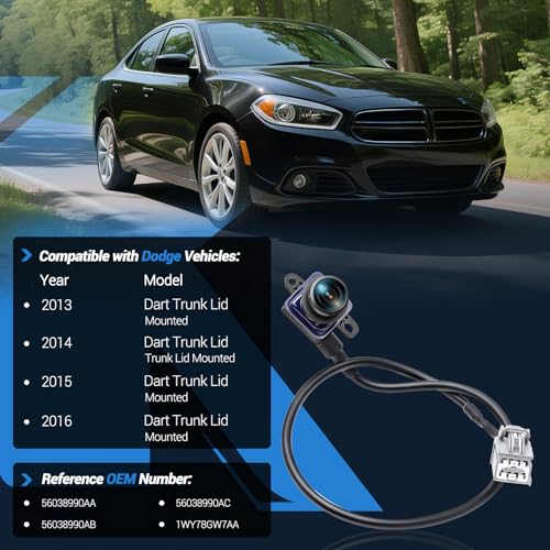 KUTTOLE Rear View Backup Camera Parking Assist Camera Compatible with Dodge Dart 2013 2014 2015 2016, Replaces 56038990AA 56038990AB 56038990AC 1WY78GW7AA - Image 2