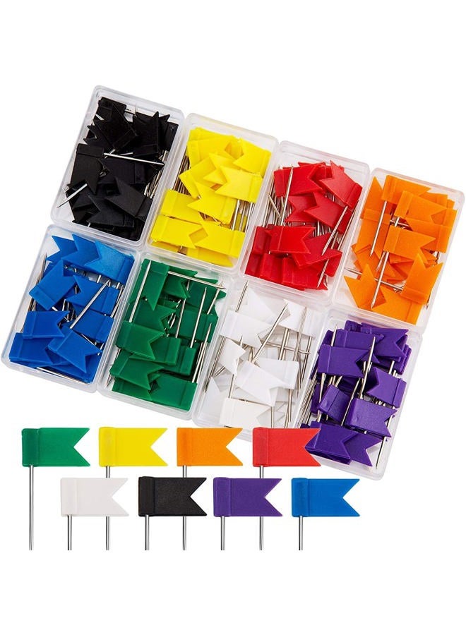 AIEX 160 pcs Push Pins Map Tacks Marking Pins, 8 Assorted Colors Map Thumb Tacks Plastic Head with Steel Point for Cork Bulletin Board(35mm) - Image 1