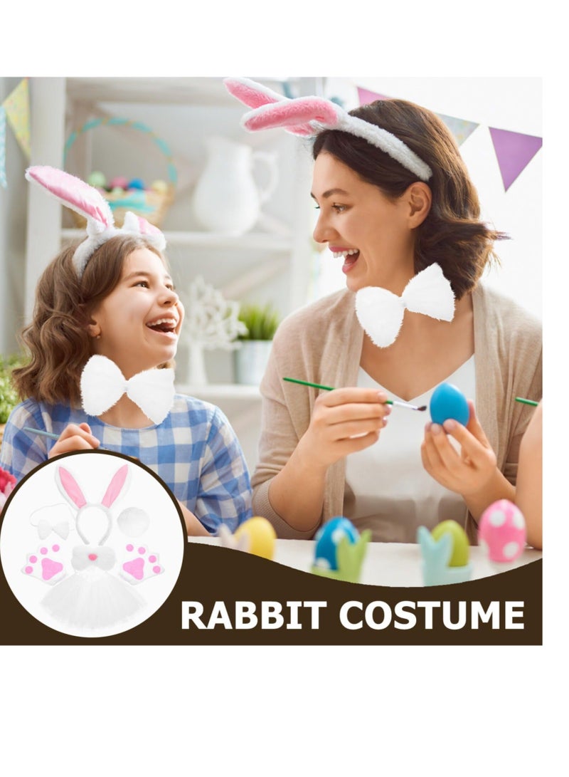 Children Dress-up Costume, Costumes Accessories for Girls Bunny Costume Bunny Headband Nose Tail Bow Tie Gloves Tutu Skirt Rabbit Costume Cosplay Accessories for Mardi Gras Party - Image 2