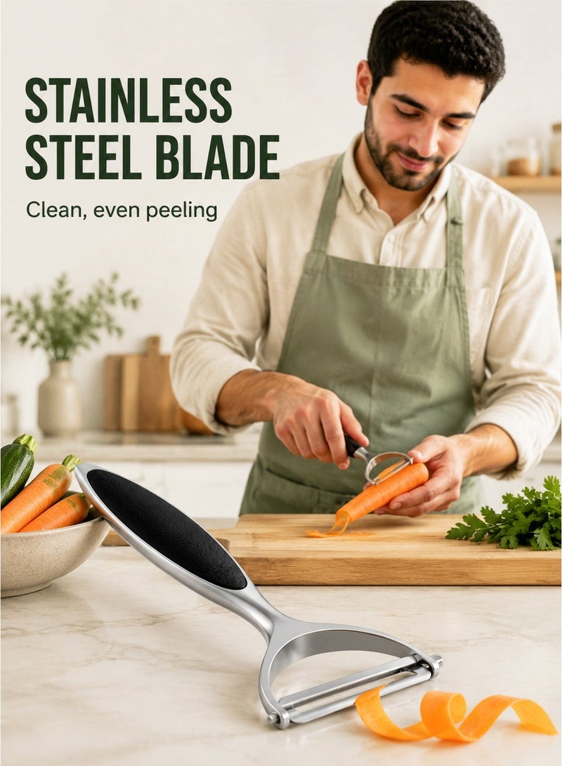 Baytna Y-Shaped Vegetable Peeler, Stainless Steel Blade Peeler, 15 x 6.5 x 1.5 cm with Zinc Alloy Handle, Lightweight Kitchen Tool for Potato Carrot Apple Cucumber Tomato, Dishwasher Safe (Silver) - Image 5