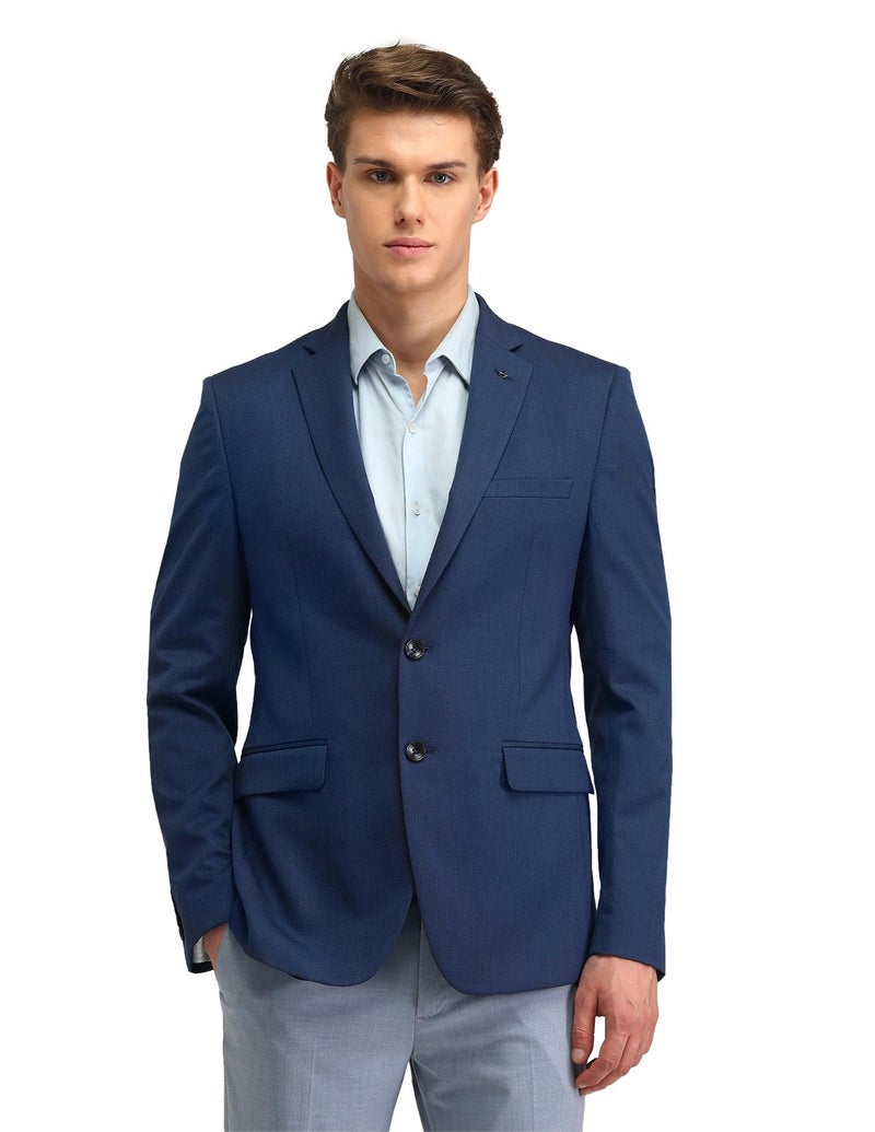 Arrow Men's Blue Solid Notch Collar Long Sleeve Formal Polyester Slim Fit Blazer (ARAIBZ5016_Blue_38) - Image 1
