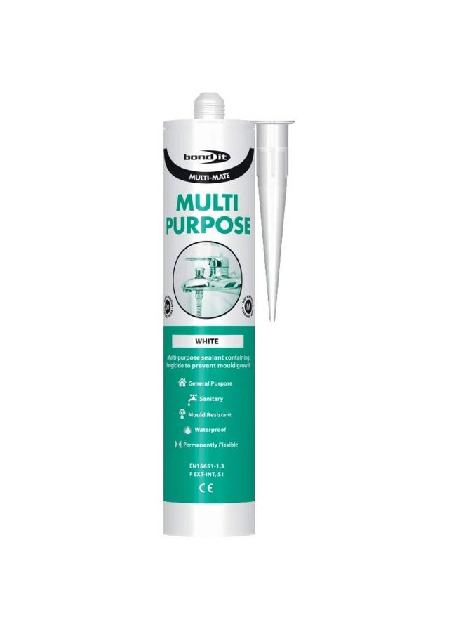Bond It Bond-It Multi-Mate General Purphose Silicone - Sanitary, Mould Resistant, Water Proof, Permanently Flexible (White, EU3) - Image 1
