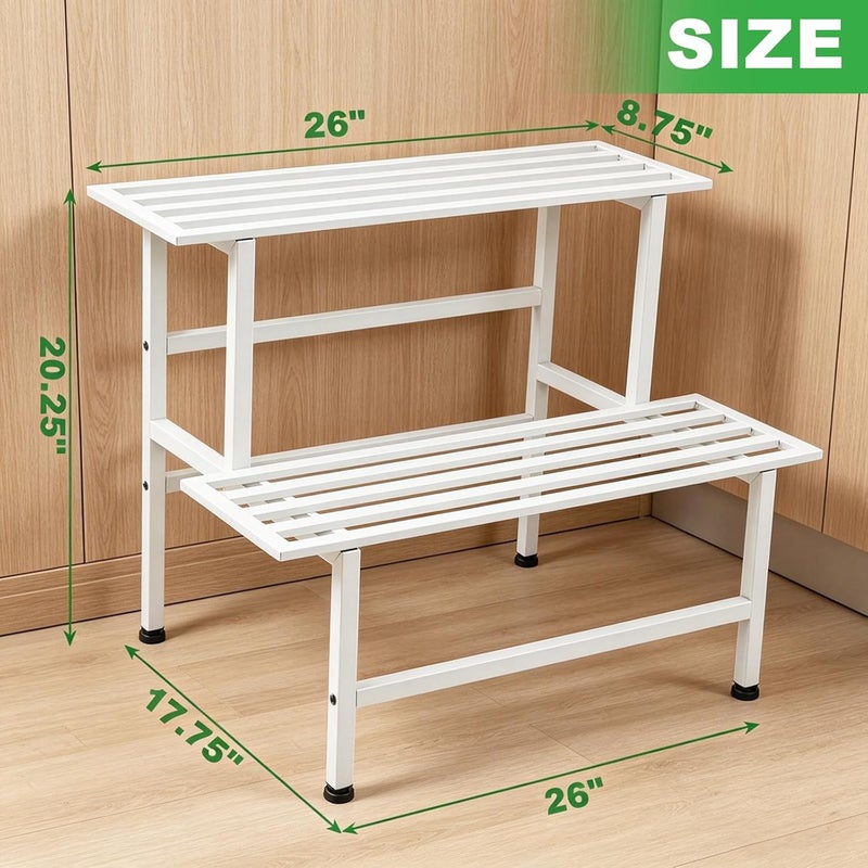 Dipion Metal Plant Stand Outdoor Plant Shelf Indoor,2 Tier Heavy Duty Ladder Plant Stands for Multiple Plants,26" L x 20.25" H x 17.75" W,White - Image 4