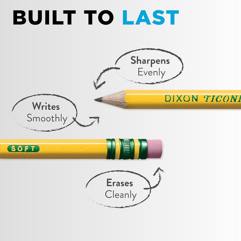 Ticonderoga Wood-Cased Pencils, Unsharpened, #2 HB Soft, Yellow, 12 Count - Image 2