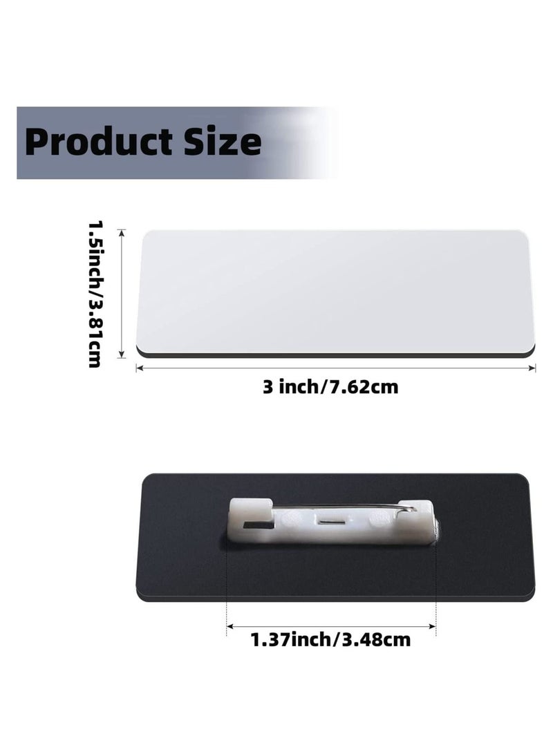 16 Pieces Sublimation Name Tag DIY Blank ID Name Badge with Round Corners Pin Custom Personalized Name Tag for School, Office (1.5 x 3 inch)