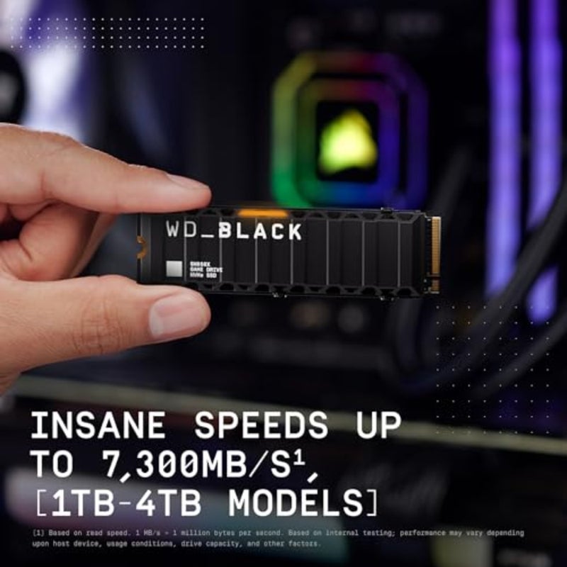 WD_BLACK 1 تيرابايت SN850X NVMe SSD داخلي للألعاب لجهاز PlayStation 5، Gen4 PCIe M.2 2280 مع مبدد حرارة، ما يصل إلى 7300 ميجابايت/ثانية، أسود، تحكم حراري فائق السرعة - Image 4