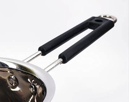 DiBha Stainless Steel Gas Compatible Heavy Base Small Sauce Pan Multipurpose Tea Pan/Milk Pan/Chaidan with Lid and Strong Black PVC Riveted Handle, Ideal for Daily Usage (400 ml) - Image 5
