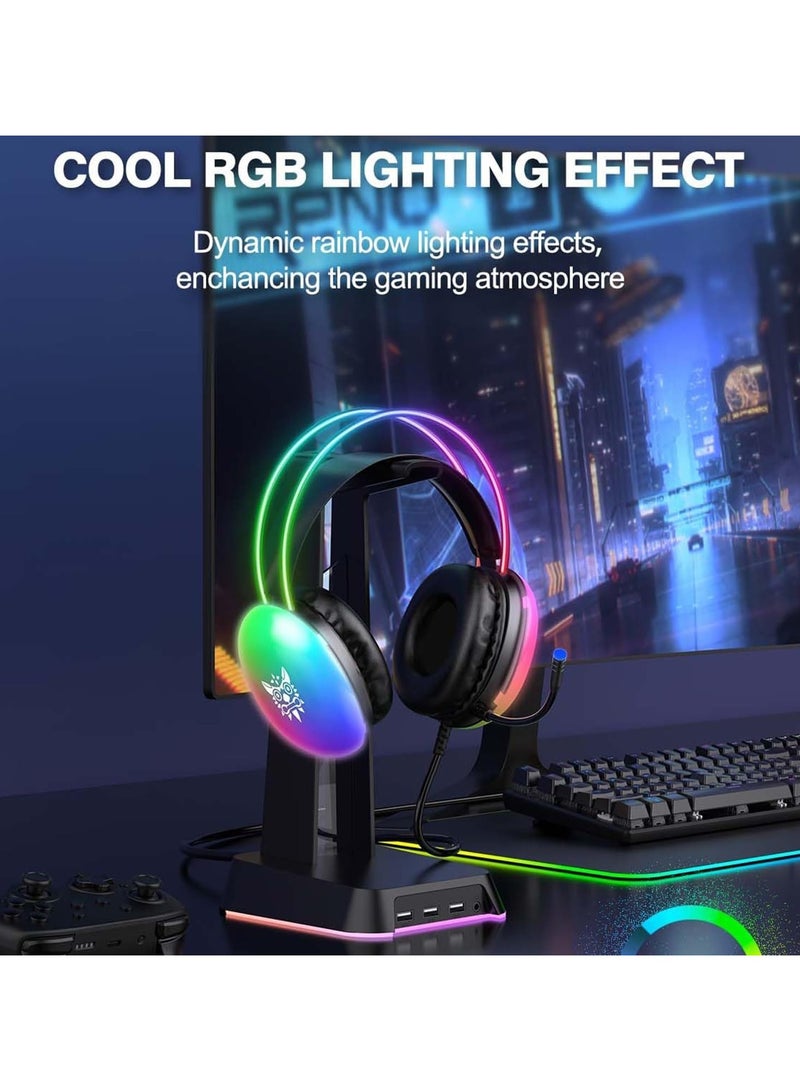 Onikuma X25 Gaming Headset with Microphone, RGB Gradient Dynamic Lighting, PC Wired Lightweight Gaming Headphones for PS4/PS5/Laptop/MAC, 3.5mm Audio Over Ear Headphone, Stereo Surround Sound - Image 5