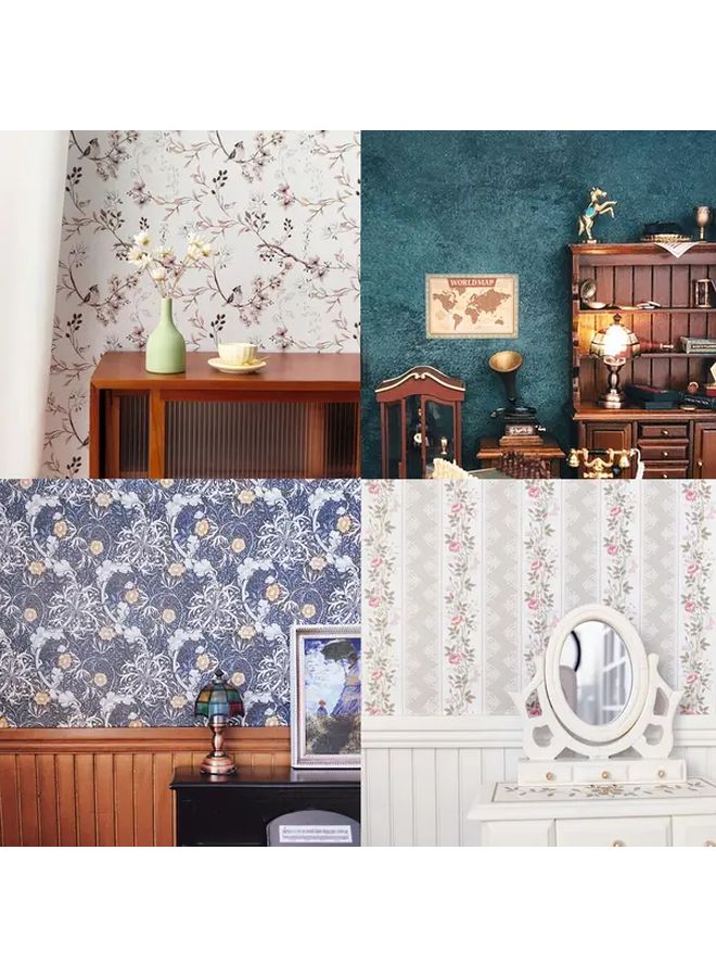 Classic Jacquard Dollhouse Wallpaper Miniature Scenes DIY Toy House Durable Paper Multiple Styles - Image 2