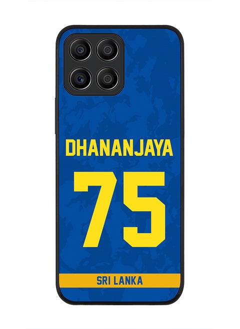 Rugged Black Edge Case for Honor X8 5G, Slim fit Soft Case Flexible Rubber Edges Thin Cover - Player Name - Dhananjaya de Silva, Jersey Number- 75