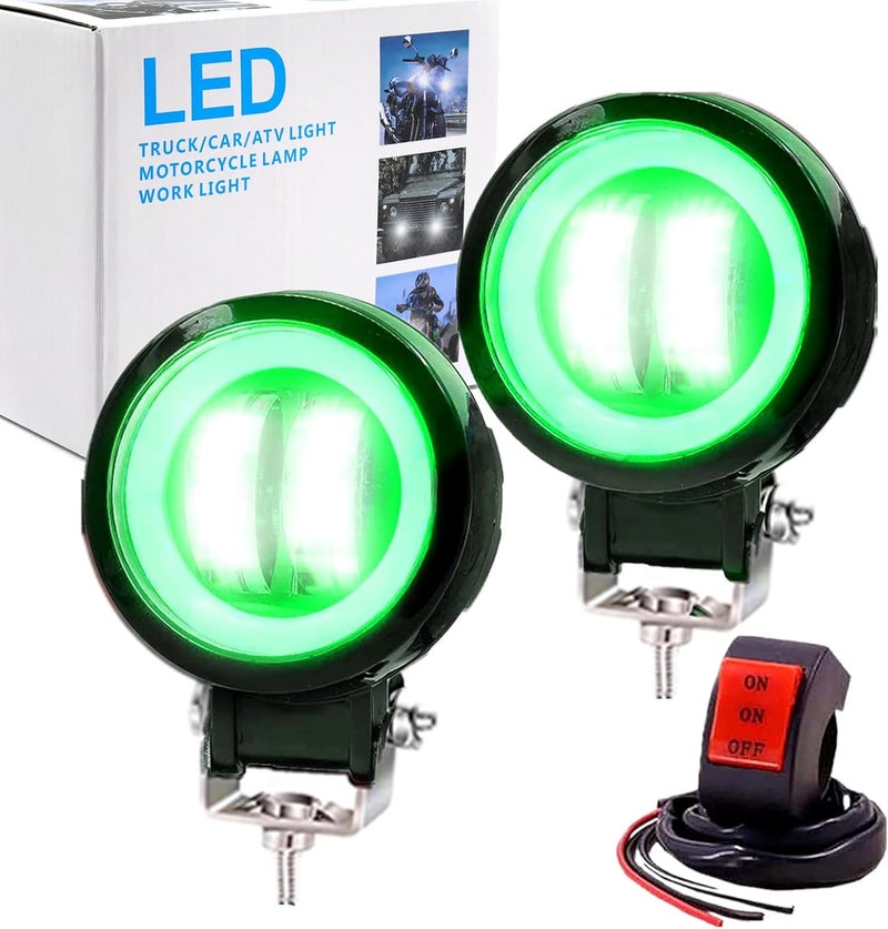 Ourbest LED Halo Ring Spotlights with Switch - Offroad Driving Work Light for Motorcycle, ATV, Truck, and Agricultural Vehicles - Image 1