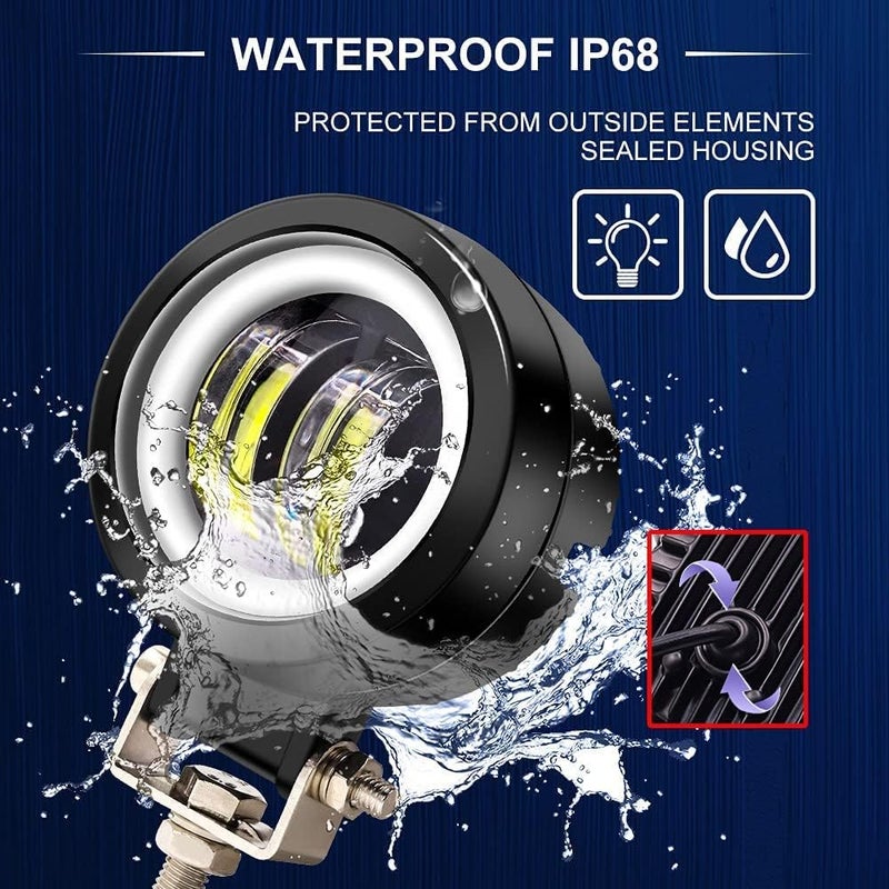 Ourbest LED Halo Ring Spotlights with Switch - Offroad Driving Work Light for Motorcycle, ATV, Truck, and Agricultural Vehicles - Image 4