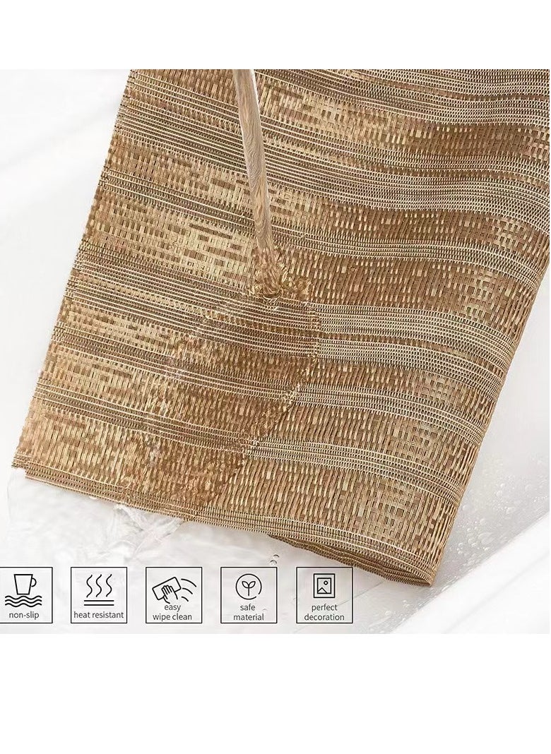 Laseta 6 PCS  Service Mat,Placemats,Table Place Mats for Kitchen Dining, Heat-Resistant Anti-Skid Stain Washable PVC Table Mats, Easy to Cleaning Woven Vinyl Dinner Mats ,GOLD , 6 Pack 30*45CM  - Image 2