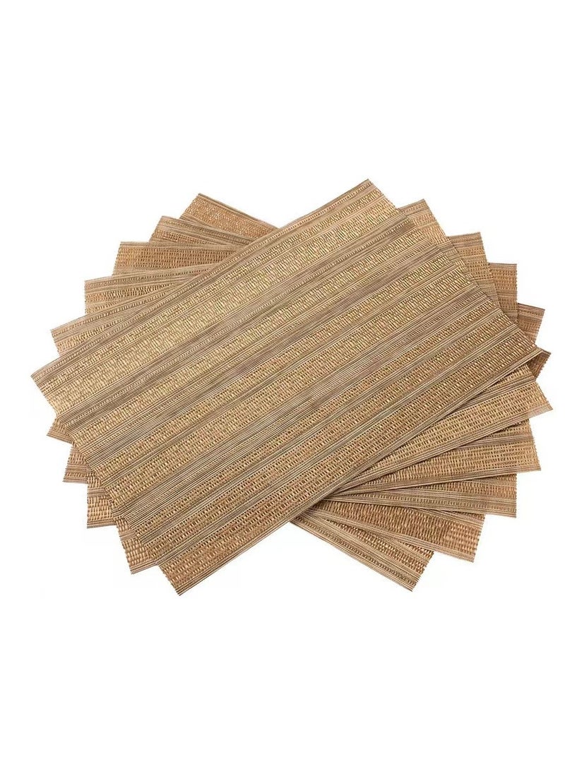 Laseta 6 PCS  Service Mat,Placemats,Table Place Mats for Kitchen Dining, Heat-Resistant Anti-Skid Stain Washable PVC Table Mats, Easy to Cleaning Woven Vinyl Dinner Mats ,GOLD , 6 Pack 30*45CM  - Image 5