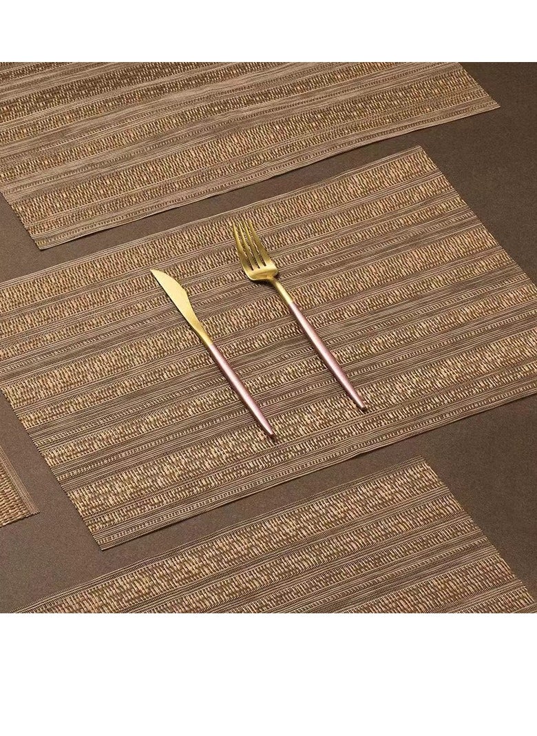 Laseta 6 PCS  Service Mat,Placemats,Table Place Mats for Kitchen Dining, Heat-Resistant Anti-Skid Stain Washable PVC Table Mats, Easy to Cleaning Woven Vinyl Dinner Mats ,GOLD , 6 Pack 30*45CM  - Image 4