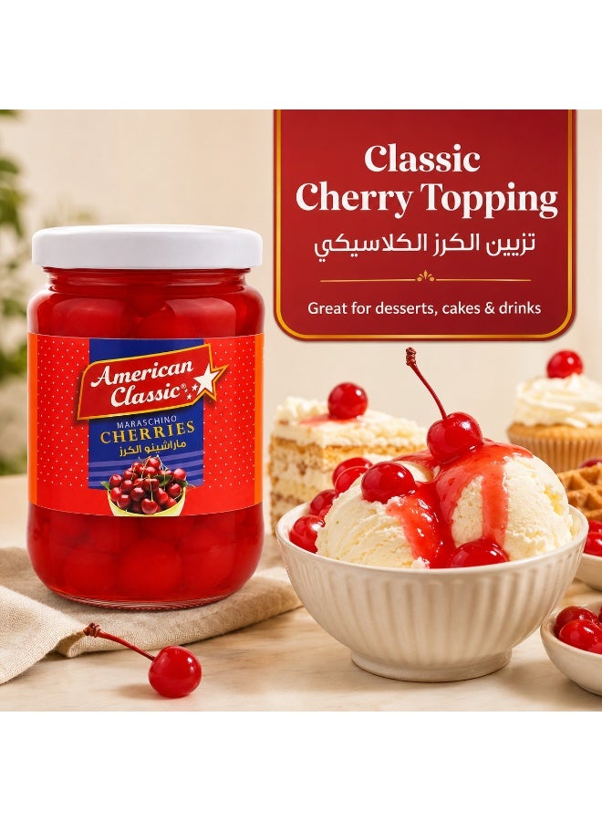 American Classic Maraschino Red Cherries Without Stems 375g, Sweet Cherry Topping & Garnish for Cakes Ice Cream Mocktails - Image 3