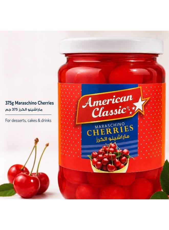 American Classic Maraschino Red Cherries Without Stems 375g, Sweet Cherry Topping & Garnish for Cakes Ice Cream Mocktails - Image 4