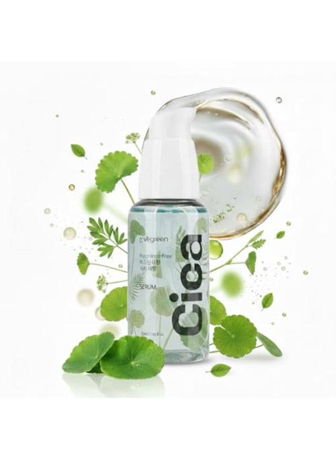 VEGREEN FragranceFree Cica Serum Centella Asiatica Enriched Face Serum for Women Men AlcoholFree Centella Unscented Serum Face Moisturizer Hydrating Serum for All Skin Types 169 fl oz - Image 1