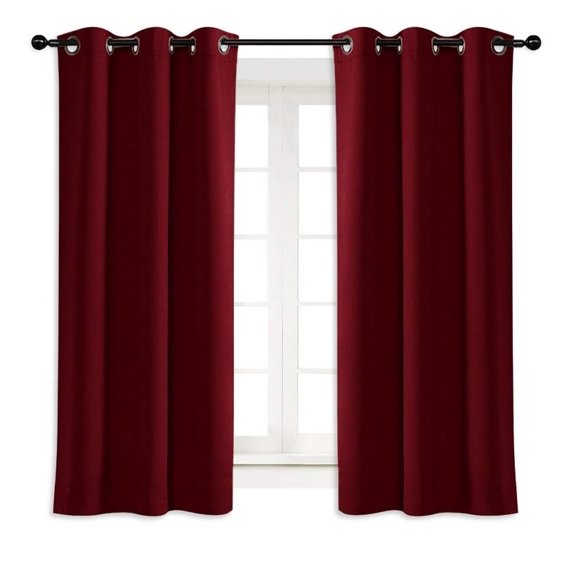 NICETOWN Burgundy Blackout Window Curtain for Kitchen Noise Reducing Solid Grommet Window Treatment Drapery/Drape for Thanksgiving & Christmas Decor (1 Panel  42 by 63 inches  Burgundy Red) - Image 1