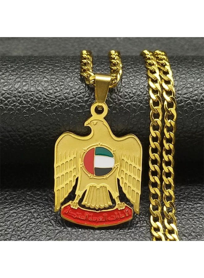 United Arab Emirates Flag Eagle Necklace – Gold Color Stainless Steel Pendant Chain Jewelry - Image 3