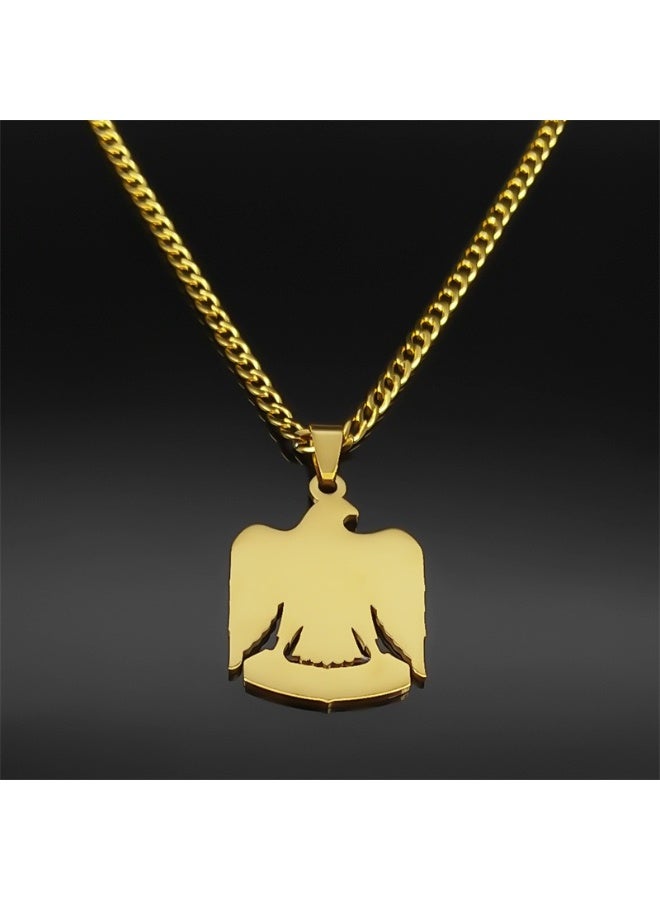 United Arab Emirates Flag Eagle Necklace – Gold Color Stainless Steel Pendant Chain Jewelry - Image 2