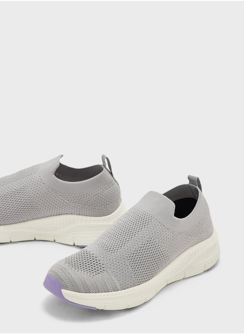 Ginger - Texured Knit Chunky Sole Comfort Slip On - Image 1