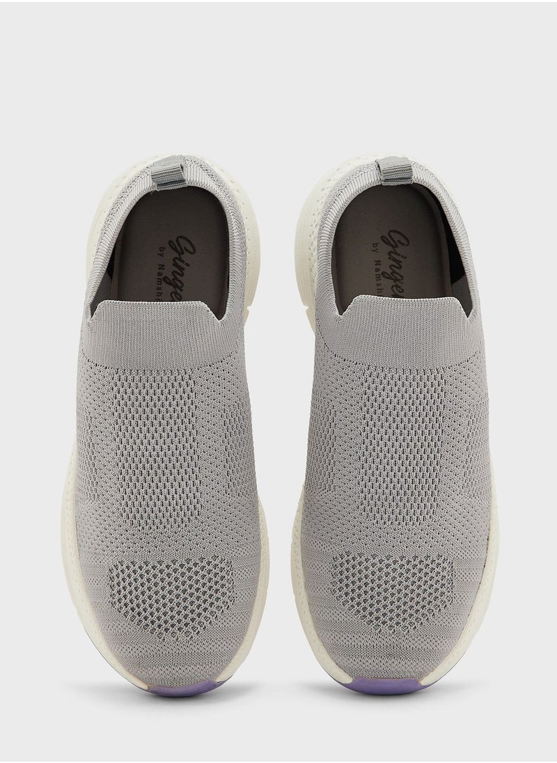 Ginger - Texured Knit Chunky Sole Comfort Slip On - Image 1