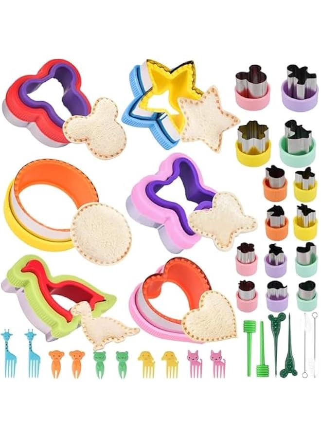 HOOKOR 36PCS Sandwich Cutter and Sealer Set Uncrustables Maker Crustable Bread Cutters Sandwich Decruster DIY Cookie Stamps Mold Vegetable Fruit Cutters Shapes for Kids Back to School Bento Box Accessories - Image 1