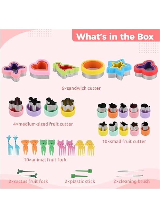 HOOKOR 36PCS Sandwich Cutter and Sealer Set Uncrustables Maker Crustable Bread Cutters Sandwich Decruster DIY Cookie Stamps Mold Vegetable Fruit Cutters Shapes for Kids Back to School Bento Box Accessories - Image 2