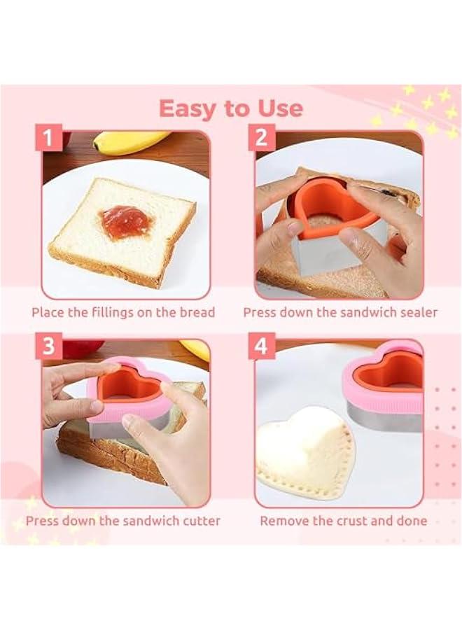 HOOKOR 36PCS Sandwich Cutter and Sealer Set Uncrustables Maker Crustable Bread Cutters Sandwich Decruster DIY Cookie Stamps Mold Vegetable Fruit Cutters Shapes for Kids Back to School Bento Box Accessories - Image 5