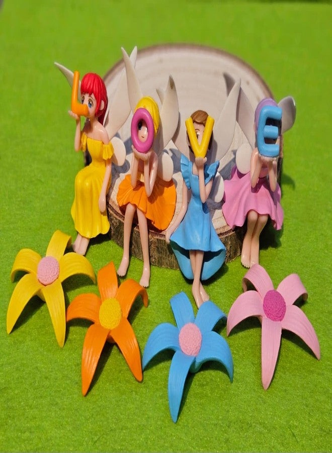 ARUNA DECOR Miniature Love Fairy with Flowers Set of 8 | Resin Fairy Garden Figurines for Miniature Garden Decor Dollhouse Accessories Home Decoration & Gifting - Image 1