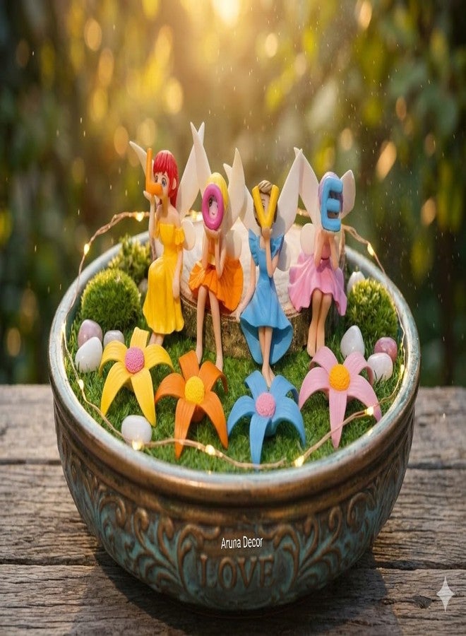 ARUNA DECOR Miniature Love Fairy with Flowers Set of 8 | Resin Fairy Garden Figurines for Miniature Garden Decor Dollhouse Accessories Home Decoration & Gifting - Image 4