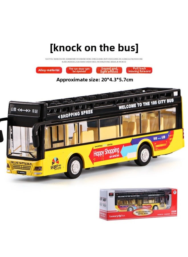 Large Double-decker Bus Toy Open Door Bus Model Kids Bus Boy Alloy Bus Play Special Olympics-Color:Double Layer Convertible Bus Yellow♜  - Image 1