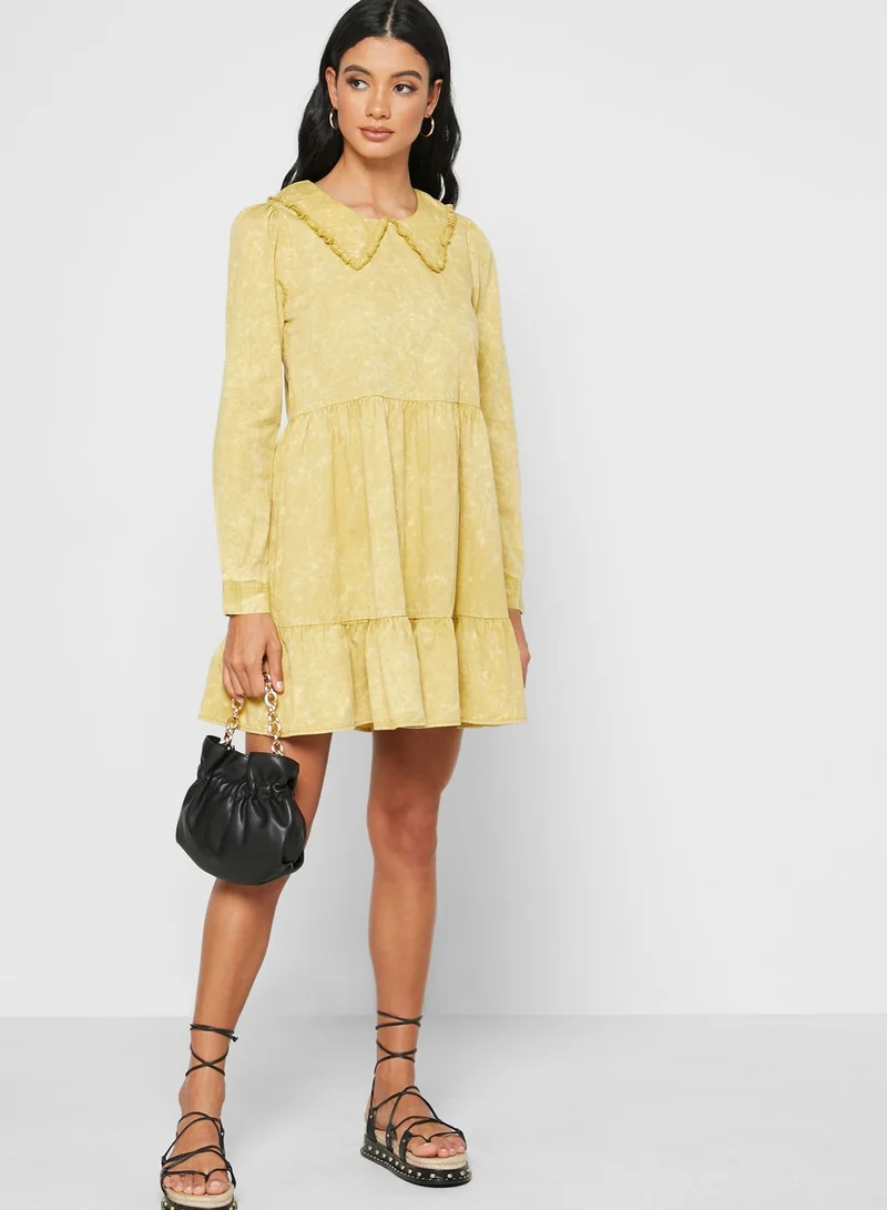 NOISY MAY Collar Detail Tiered Dress