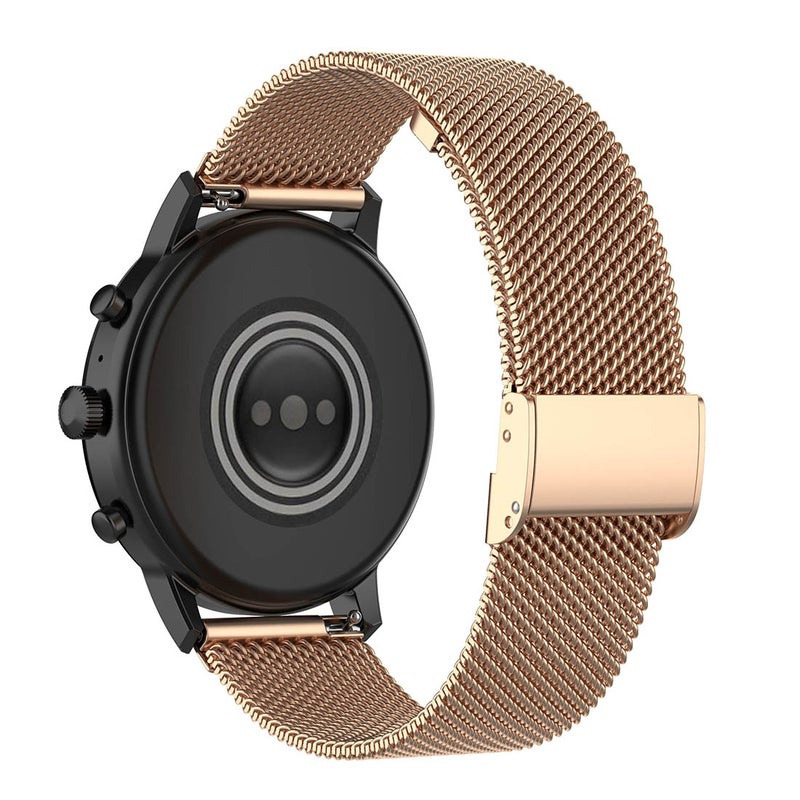 إيروريكس سوار ساعة شبكي معدني مقاس 22 مم لساعات Fossil Gen 5 Carlyle / Gen 5 Julianna / Gen 5 Garrett / Gen 5 Carlyle Hr (ذهبي وردي) - Image 5