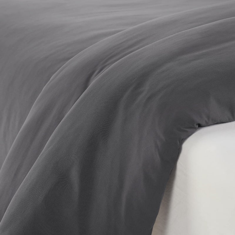 SERTA Simply Clean Ultra Soft Hypoallergenic Stain Resistant 3 Piece Solid Duvet Cover Set, Grey, Full/Queen - Image 5