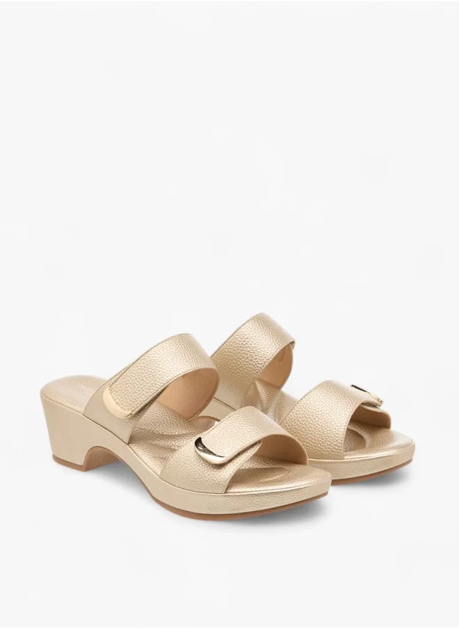 Flora Bella By Shoexpress Women Textured Slip-On Sandals with Block Heel