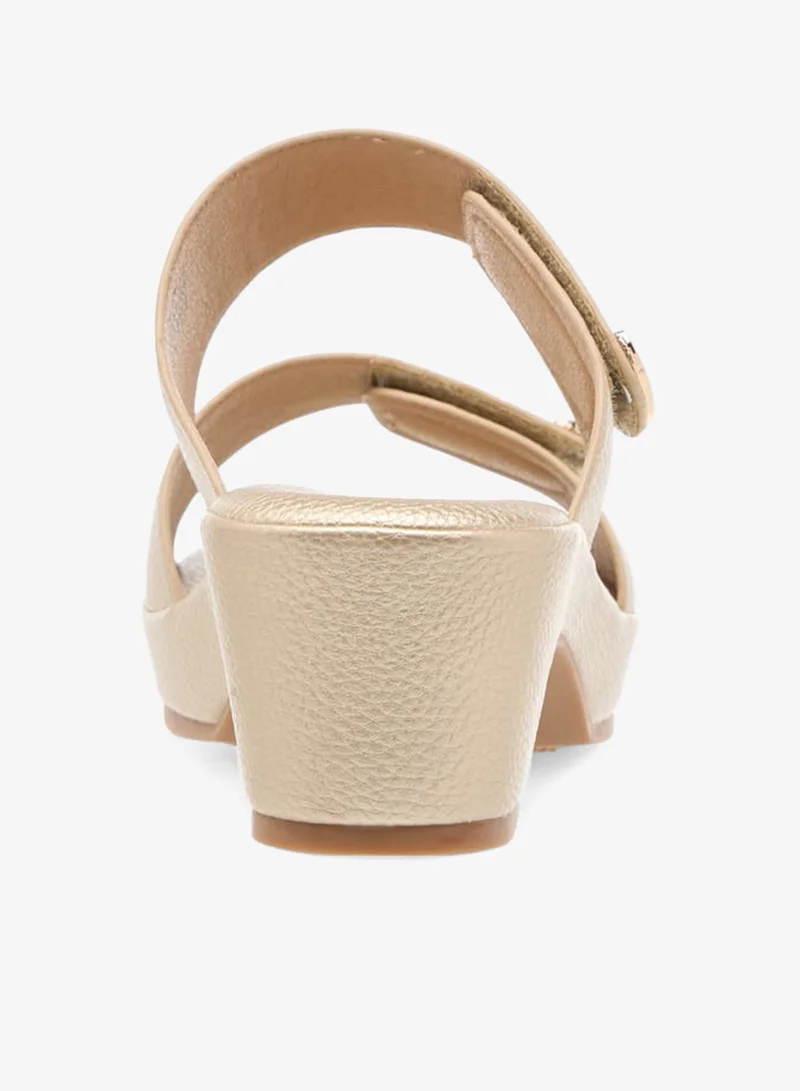 Flora Bella By Shoexpress Women Textured Slip-On Sandals with Block Heel