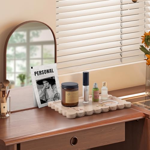 Zilukar Real Natural Scalloped Marble Tray for Bathroom, Vanity, Kitchen and Desktop, Decorative Stone Tray for Jewelry, Cosmetics, Candles, Lotion, Perfume and Home Décor (Pink, 12" x 8") - Image 5