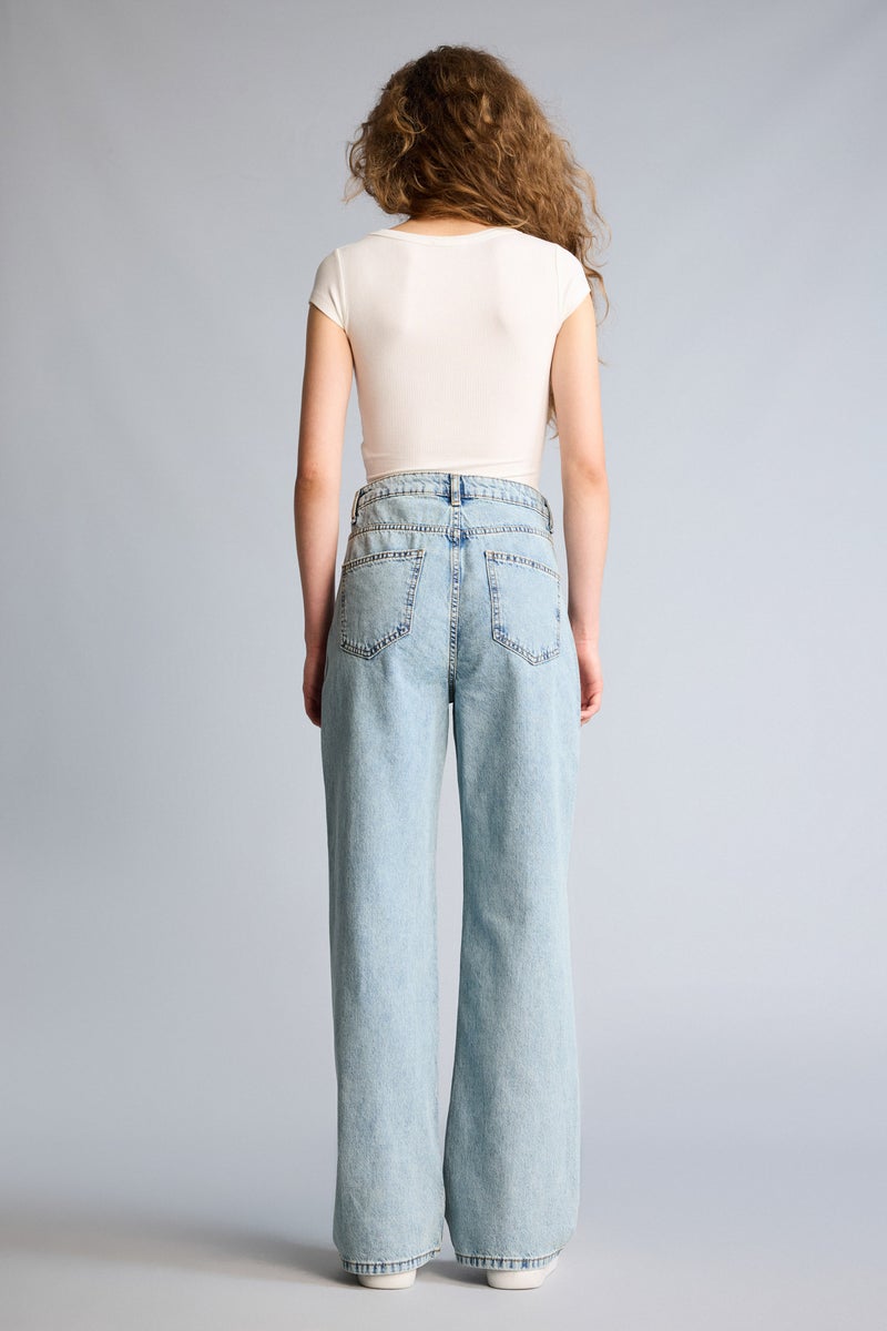 DeFacto Blue Woman 90's Wide Leg High Waist Long Jeans Casual - Image 5