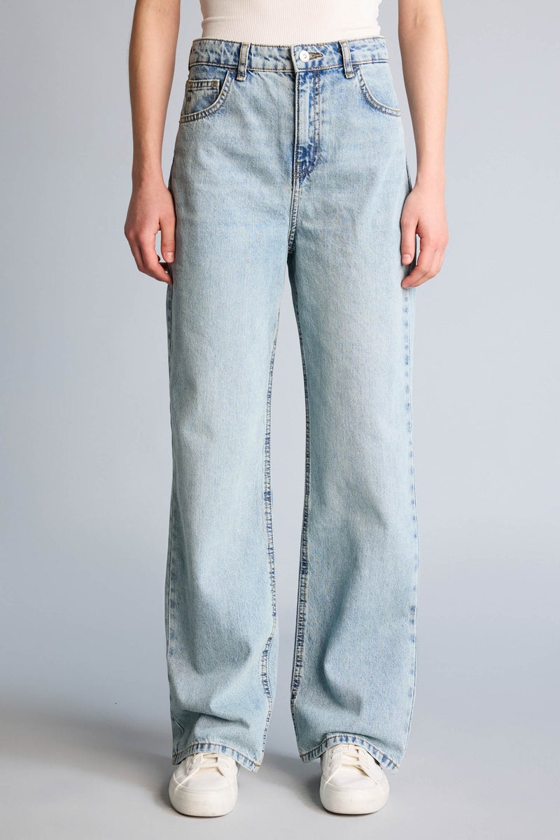 DeFacto Blue Woman 90's Wide Leg High Waist Long Jeans Casual - Image 3