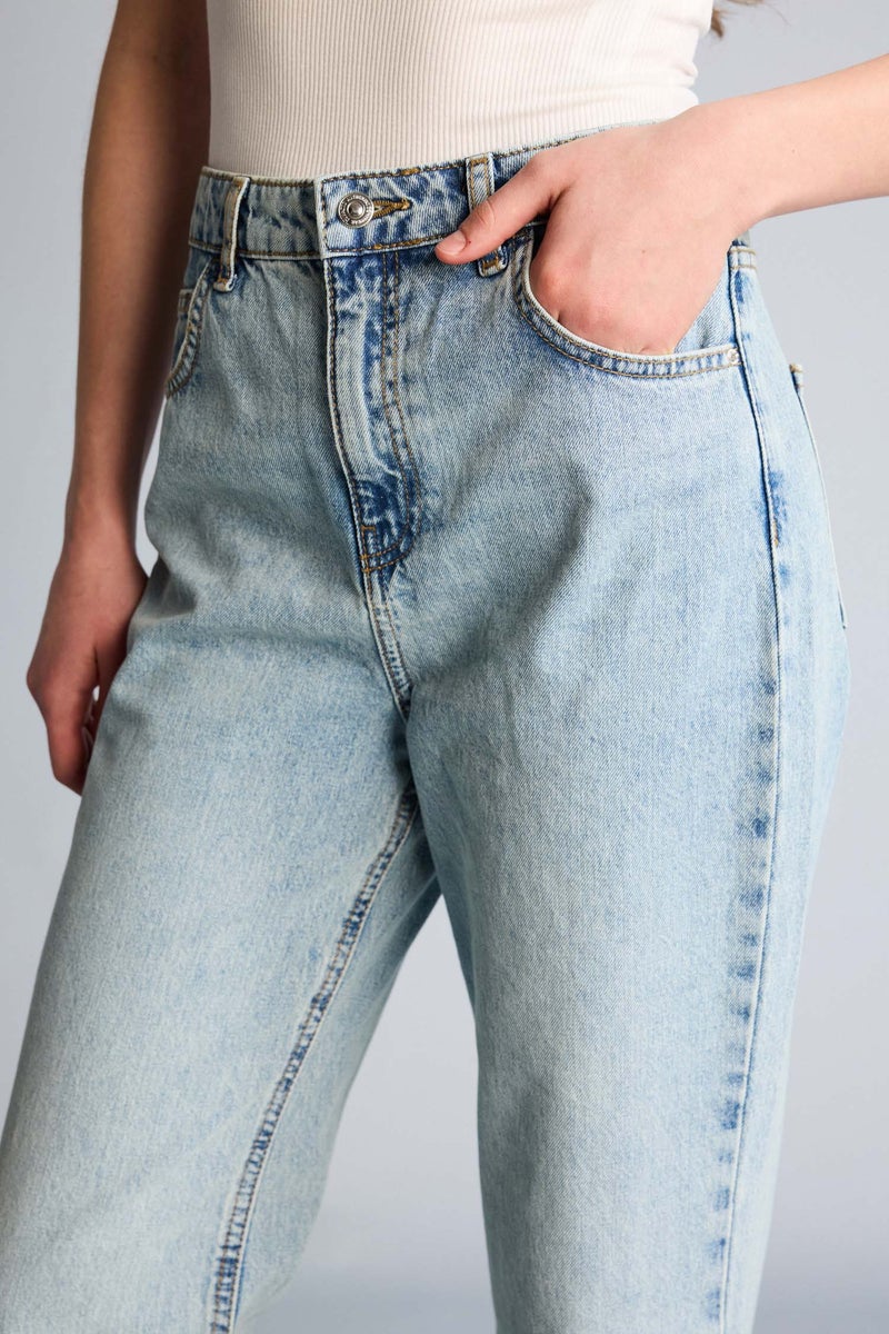 DeFacto Blue Woman 90's Wide Leg High Waist Long Jeans Casual - Image 4