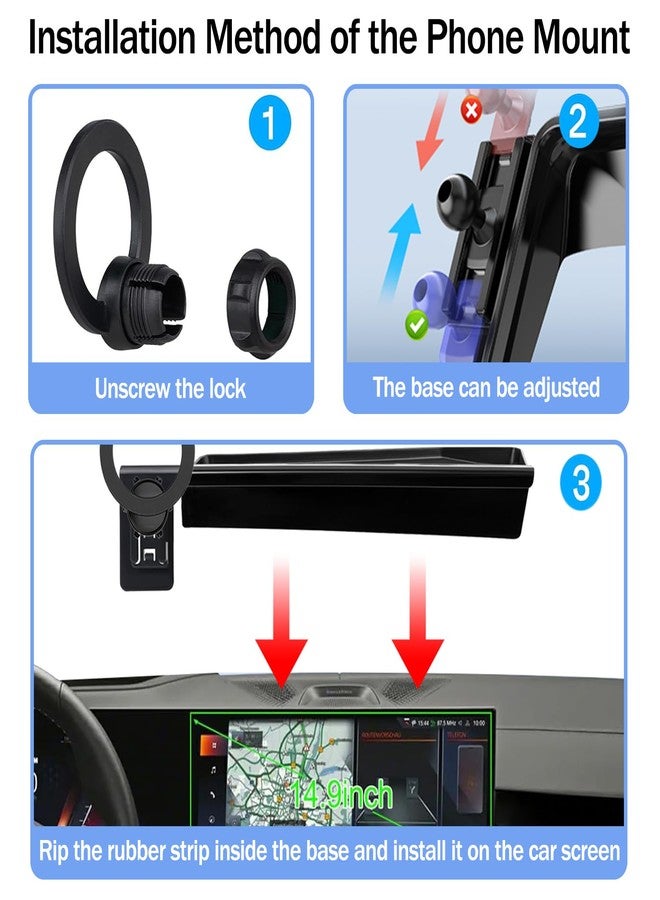 Hesanzol Car Phone Holder for 2026 2025 2024 BMW X5 X6 /2026 2025 2024 2023 BMW X7 14.9-inch Screen, 360° Rotation Cell Phone Mount Compatible with MagSafe - Image 5