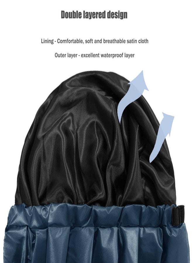Amamba Shower Cap,100% Real Satin Lined Shower Caps,Extra Large Shower Cap for Women Reusable Waterproof,Adjustable Size&Long Hair Bath Caps - Image 2