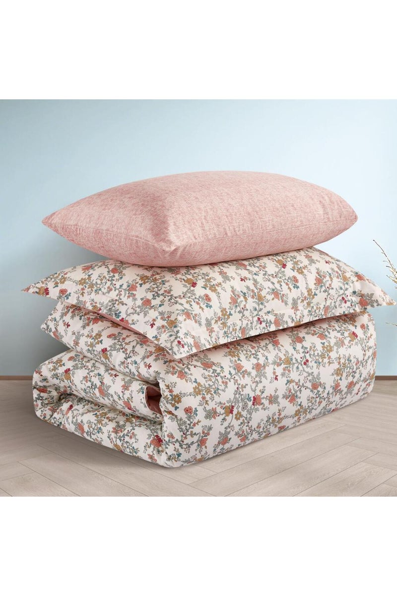 ميلين طقم مفرش سرير صيفي مفرد ونص قطن 100% - 4 قطع – يناسب سرير بمقاس 200x120 - نولين -كريمي - زهري - Image 5